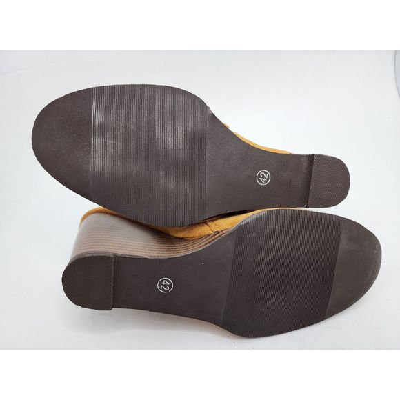 Wedge Heel Ankle Faux Suede Boots Side Zip Size 42 - Picture 6 of 7